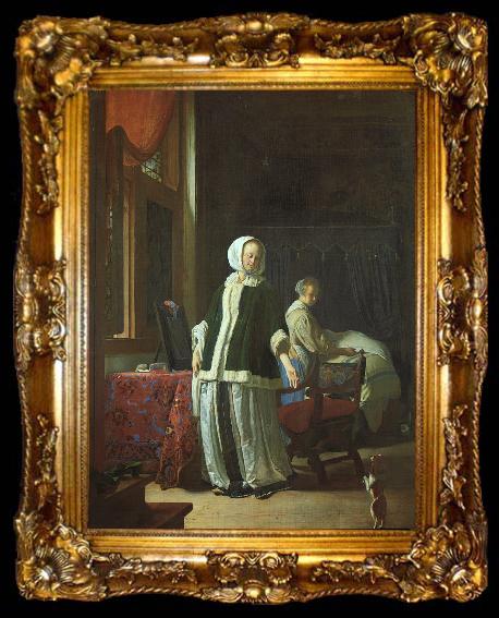 framed  Frans Jansz van Mierisi Morning of a Young Lady, ta009-2